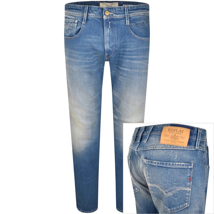 Replay Dark Blue HFX Denim Slim Fit Anbass Jeans W30 L30 Mens